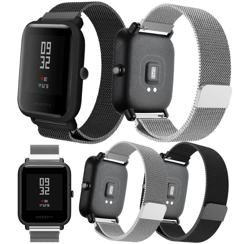 20mm สแตนเลส Milanese สำหรับ Amazfit Pace Bip Xiaomi สายคล้องคอสายนาฬิกา Milanese Band ขนาดแถบ 20mm