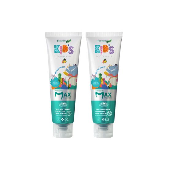 (แพ็ค 2) Dentiste’ Kids Toothpaste Mixed Fruit Flavor (Max-Dry Brushing) 60 g. ยาสีฟันสำหรับเด็กอายุ 6-12 ปีขึ้นไป ป้องกันฟันผุ Fluoride 1500 PPM