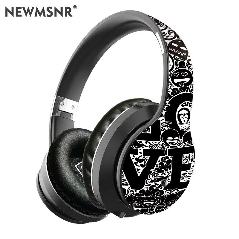 Newmsnr Graffitiสไตล์แฟชั่นหูฟังบลูทูธเสียงHi-Fi Bassหูฟังไร้สายสวมหูพร้อมไมโครโฟนหูฟังชุดหูฟังหูฟังลดเสียงรบกวนสำหรับXiaomi/Huawei/Apple/Oppoฯลฯ