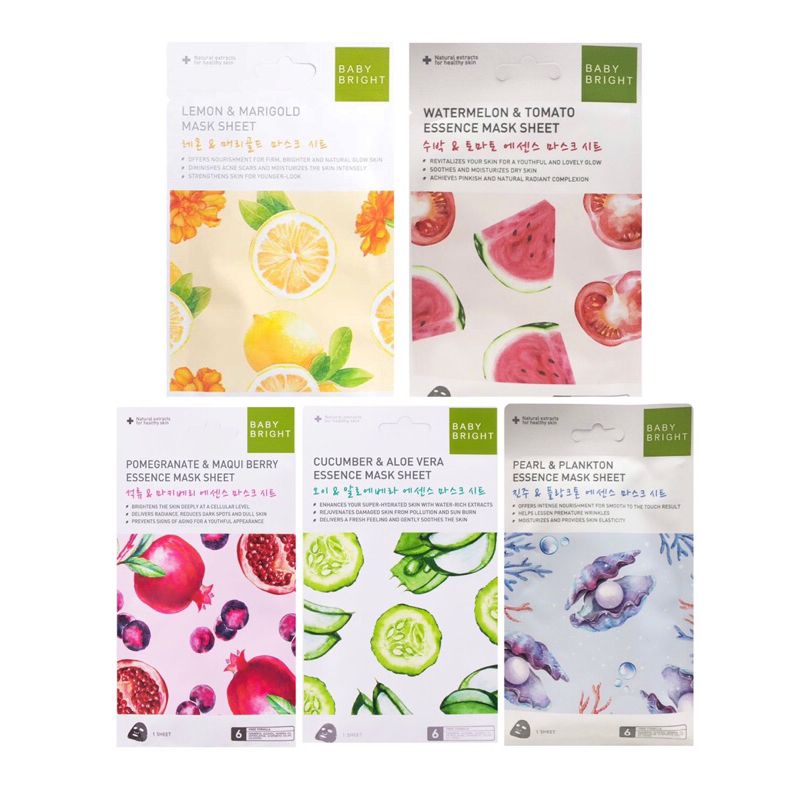 Baby Bright Essence Mask SHEET / เบบี้ไบร์ท เอสเซนต์ มาส์ก ชีท 5 สูตร ขนาด 20g