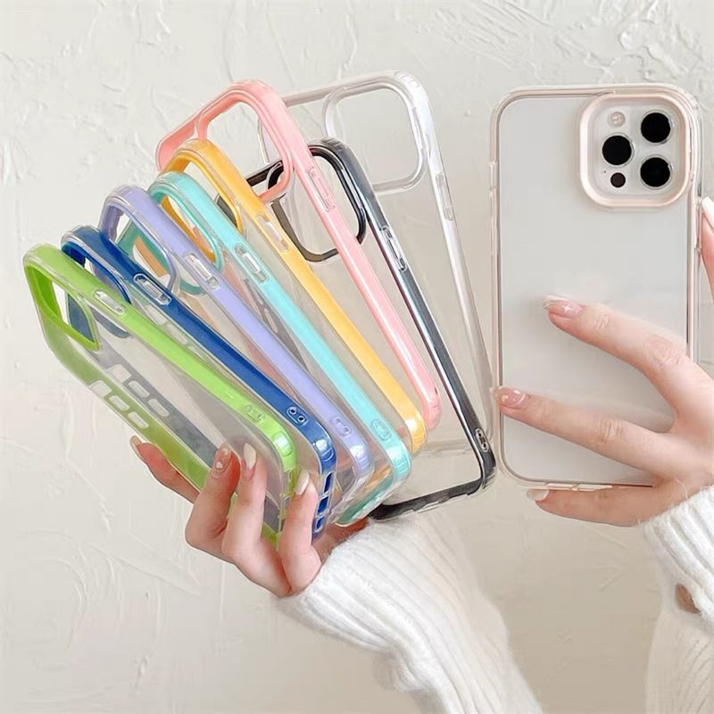 เคส iPhone ซิลิโคนนุ่ม เคสใส เคสเหลี่ยมขอบถอดออกได้ อะครีลิคกันกระแทก กล้อง สีลูกกวาด สำหรับ iPhone 15 11 12 13 Pro Max X XS Max 12Pro 13Pro 14Pro 14 Pro Max 11 Pro max 12 ProMax 13ProMax 6 7 8 14 Plus SE 2020 3in1