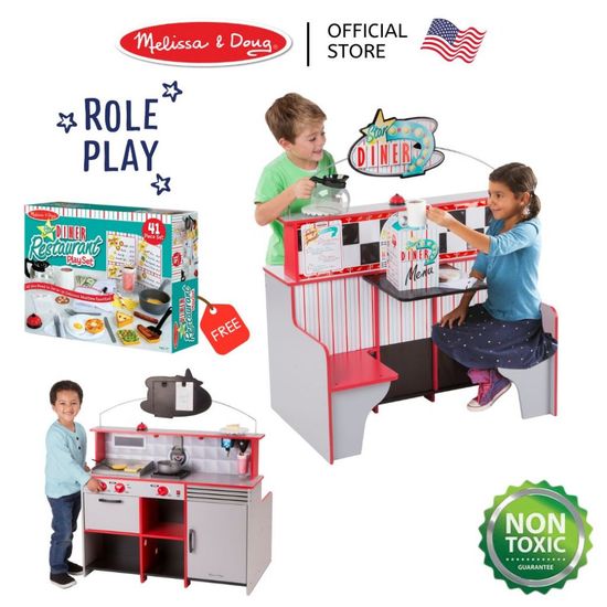 Melissa & Doug Diner Kitchen รุ่น 3951 ชุดของเล่นครัว ไดเนอร์ ขายของ ขายอาหาร ( FREE อุปกรณ์ 1895.-)