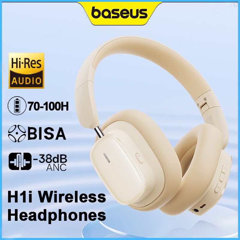 Baseus H1 ANC หูฟังไร้สายไฮบริด40dB ตัดเสียงรบกวนบลูทูธ5.2 40มม. ไดร์เวอร์ HiFi สวมศีรษะ