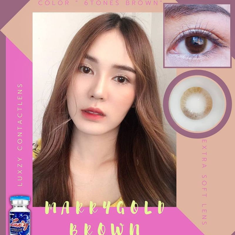 🔥คอนแทคเลนส์✨ขนาดมินิ ✨Brown✨Mini Marry gold (Luxzylens)