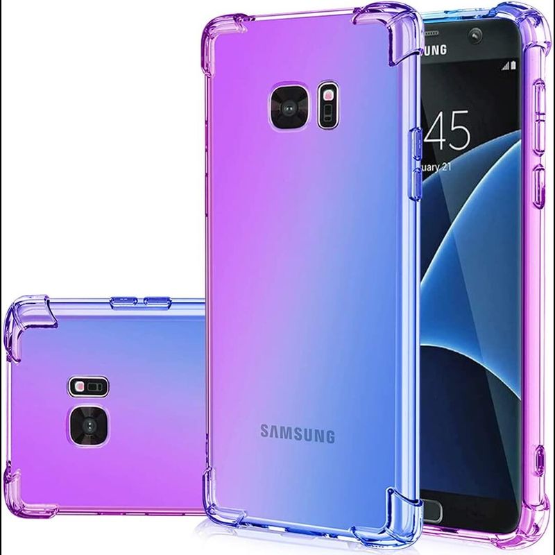 LUOWAN Galaxy เคสขอบ S7ใสน่ารักไล่โทนสีขอบ S7/S7เคสโทรศัพท์บางเฉียบป้องกันรอยขีดข่วนฝาครอบ TPU ที่มีความยืดหยุ่นเสริมมุมเคสกันกระแทกสำหรับ Samsung Galaxy S7 Edge/S7