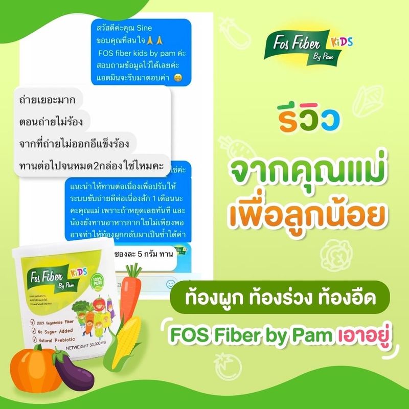 ⚡️ส่งฟรี⚡️ FOS Fiber by pam ไฟเบอร์เสริมใยอาหาร สำหรับเด็ก แก้เด็กท้องผูก ทานผักน้อย พรีไบโอติกส์  ไม่มีสี ไม่มีกลิ่น