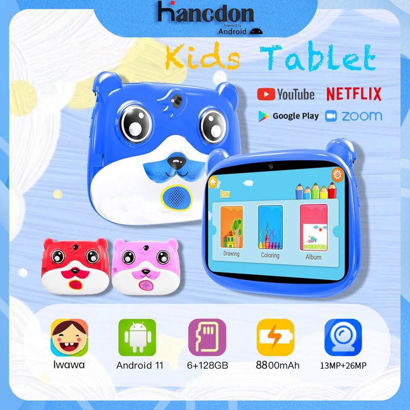 【รับประกันหนึ่งปี】Hancdon F09 7.1นิ้ว แท็บเล็ตสำหรับเด็ก Android 11.0 แท็บเล็ตสำหรับเด็ก RAM 6GB ROM128GB แท็บเล็ต 13MP+26MP แท็บเล็ตถูกๆ 8800mAh IPS HD WiFi  บลูทู ธ แท็บเล็ตการเรียนรู้สำหรับเด็ก รองรับหลายภาษา แท็บเล็ตราคาถูกรุ่นล่าสุด ฟรีเคสป้