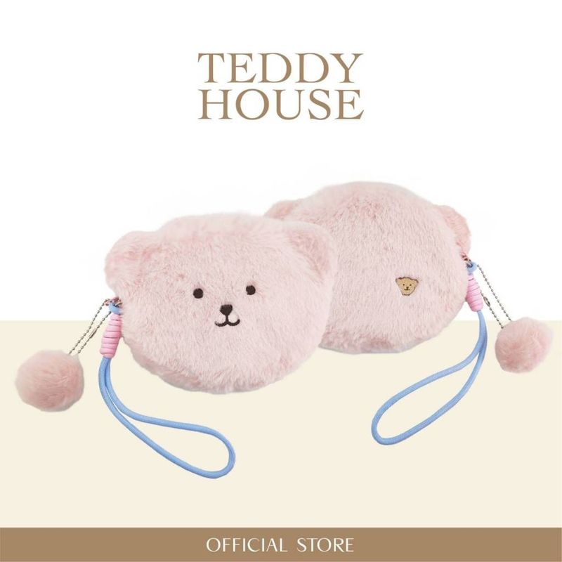 Teddy House New in Fluffy Pouch with Hand Strap กระเป๋าหน้าหมีผ้าขนFluffyสุดนิ่ม กระเป๋าอเนกประสงค์ที่มาพร้อมความน่ารัก