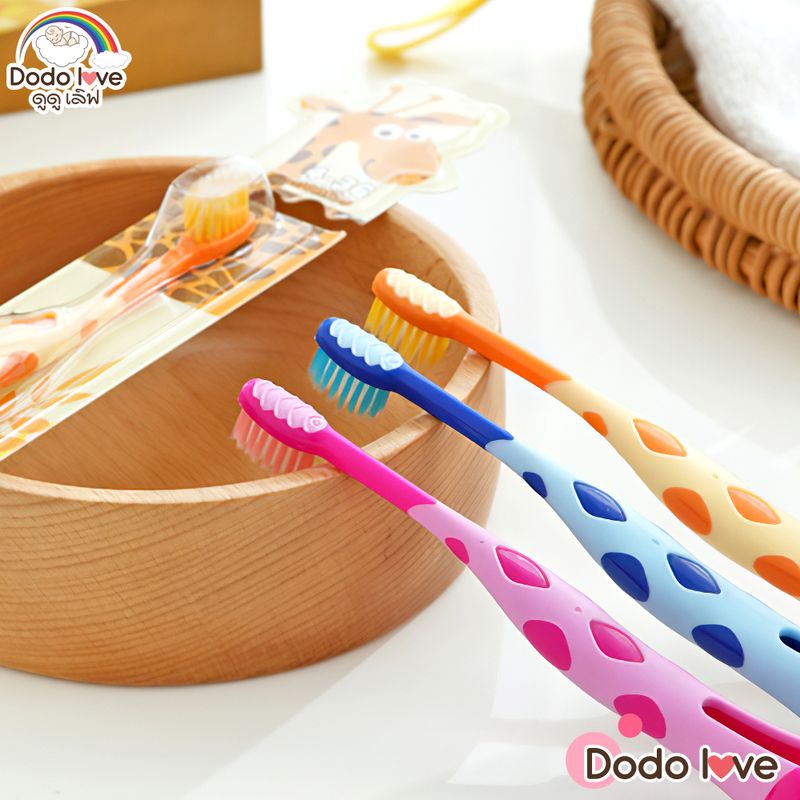 DODOLOVE แปรงสีฟันเด็ก ลายการ์ยีราฟ สำหรับสำหรับเด็ก 2-5 ปี แปรงสีฟัน ขนนุ่ม