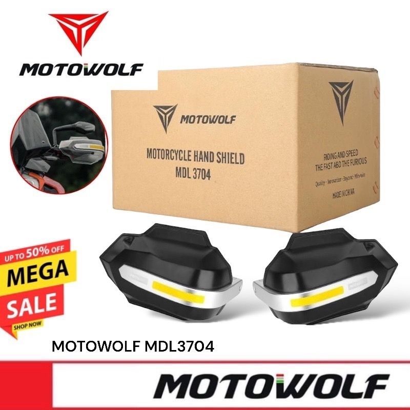 [ลด 20% ทักแชท]🔥 MOTOWOLF MDL 3704 การ์ดแฮนด์พร้อมแถบสะท้อนแสง สำหรับมอเตอร์ไซด์ รุ่นที่รองรับ