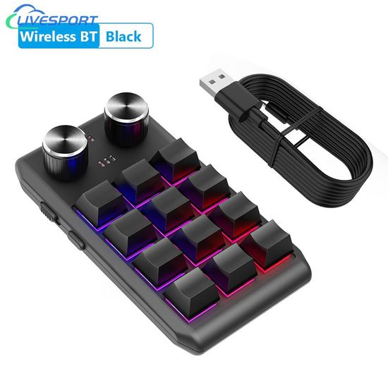 {พร้อมส่ง} ปุ่มกดคีย์บอร์ด 1RGB มือเดียว 12 ปุ่ม 2 ลูกบิด DIY อินเตอร์เฟซ Type-C คู่ บางพิเศษ สําหรับ PS Drawing LIVES