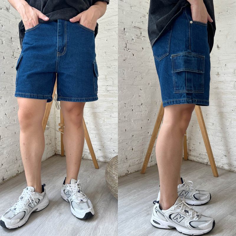 SLURBOYY Shorts Cargo Denim กางเกงยีนส์ขาสั้น ทรงคาร์โก้ (P0042)