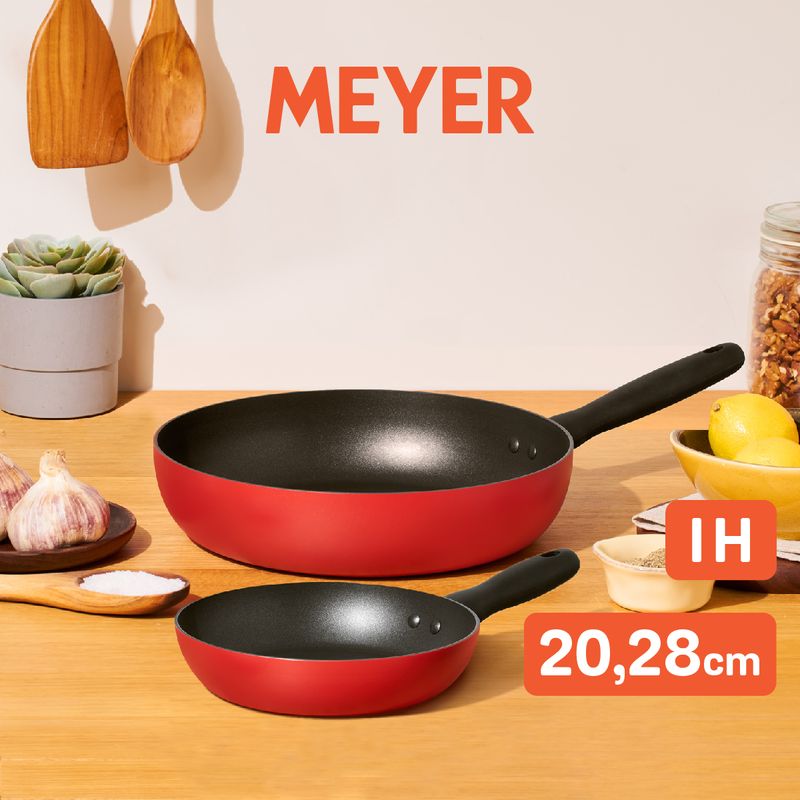 MEYER Bauhaus Induction ชุดกระทะทอดทรงตื้น 2 ชิ้น ขนาด 20 28 ซม. Frypan set (14210-TE12)