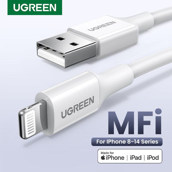 UGREEN สายชาร์จ สายชาร์จไอโฟน Lightning to USB Apple MFI Charging Cable สำหรับ iPhone 14 13 Pro Max iPad iPod Model: 80313