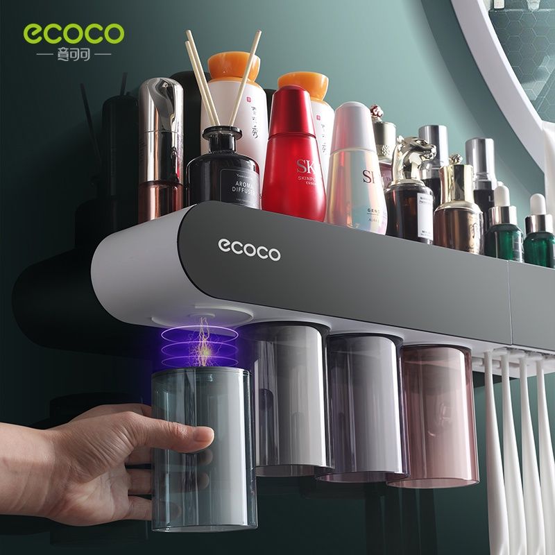 [พร้อมส่ง]Ecoco ที่วางแปรงสีฟัน ติดผนัง รุ่นไม่ต้องเจาะ ที่บีบยาสีฟัน วัสดุพรีเมียม ชั้นวางของในห้องน้ำ