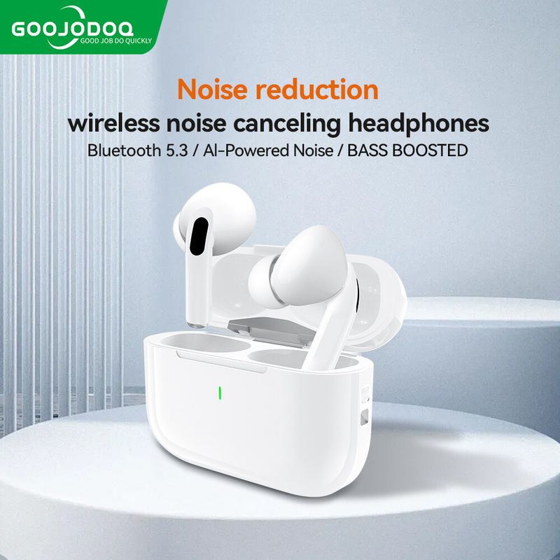 GOOJODOQ A6 IPX5 กันน้ำ ลดเสียงรบกวน หูฟังไร้สาย หูฟัง Bluetooth หูฟังบลูทูธ 5.3 พร้อมไมโครโฟนในตัว คุณภาพเสียงคมชัด เคสหูฟังสําหรับ AirPods 3rd free gift