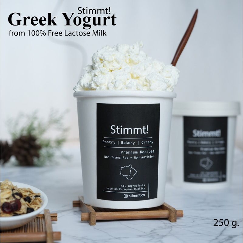 กรีกโยเกิร์ต Greek Yougurt Stimmt! เนื้อแน่น รสละมุน ปราศจากแลคโตส 100% ขนาด 250 กรัม