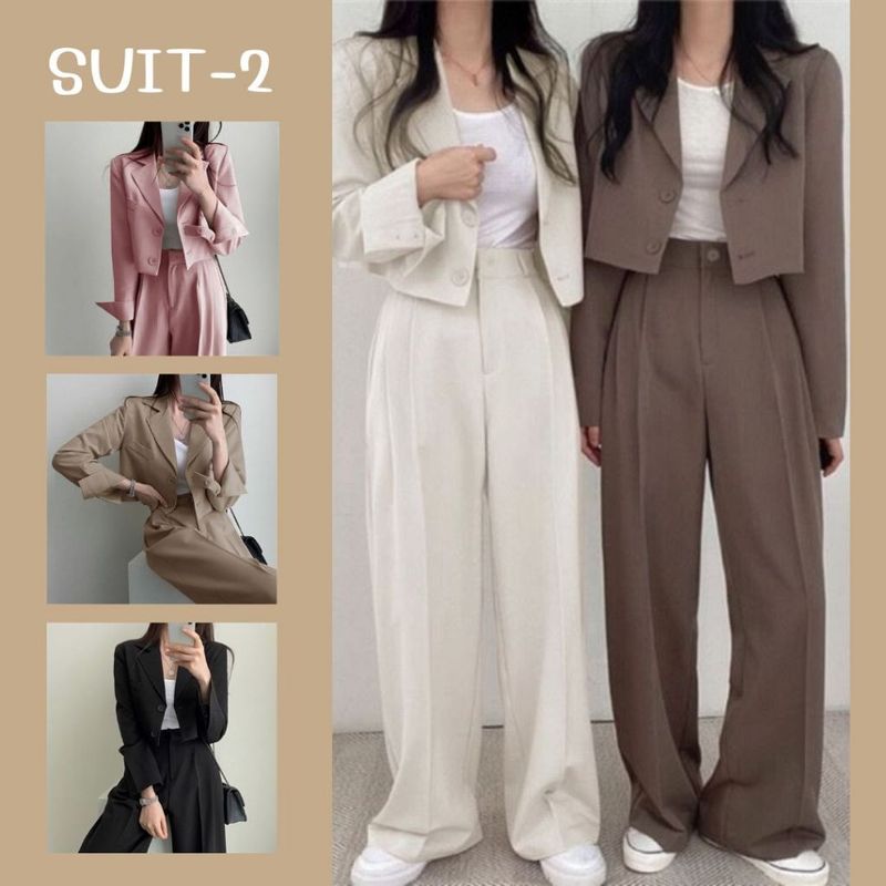 SUIT-2 ชุดเซ็ต สูทสำหรับผู้หญิง สูทแขนยาว คลุมไหล่ กางเกงขายาว S M L ขายแยกชิ้น สินค้าพร้อมส่ง