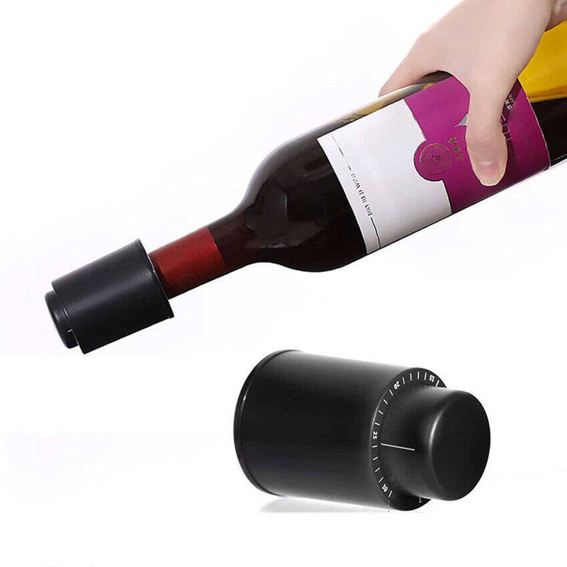 Black ABS Vacuum Wine Bottle Stopper Sealed Storage Vacuum Memory Wine Stopper Push Style Bar Tools Barware Wine Cork