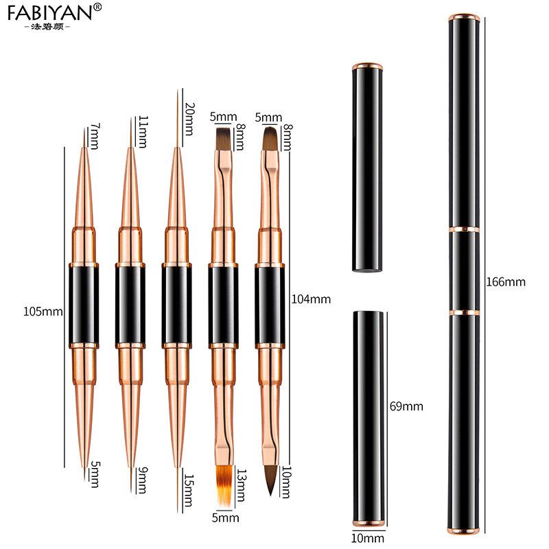 Double Headed Nail Art Brush Black Nail Painting Pen Nail Tips Design Drawing Line Stroke Grid Painting Brush Manicure Tool Nail Art Set