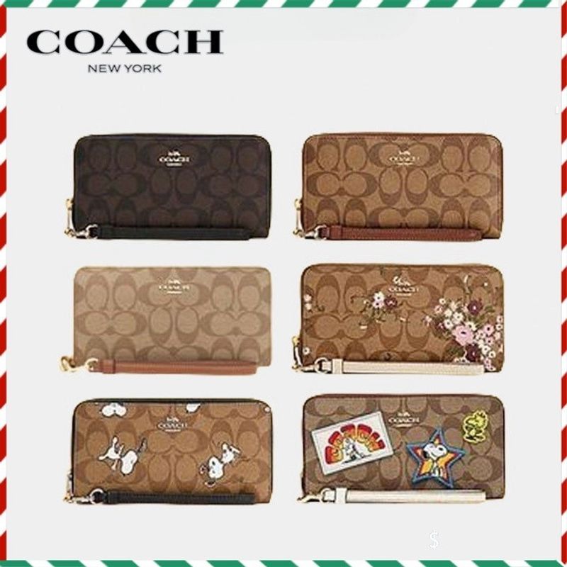 COACH C4452 C3547 กระเป๋าสตางค์ ใบยาว หนังแท้ มีซิป พิมพ์ลาย สําหรับผู้หญิง