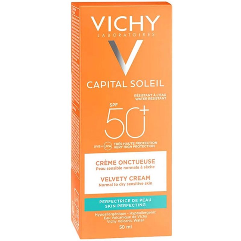 แท้✓NEW!Vichy Capital Soleil Velvety Sun Cream SPF 50+ 50mlให้สัมผัสนุ่มเนียน ผิวหน้าไม่มันเงา เหมาะกับผู้มีผิวมันและผิวบอบบาง