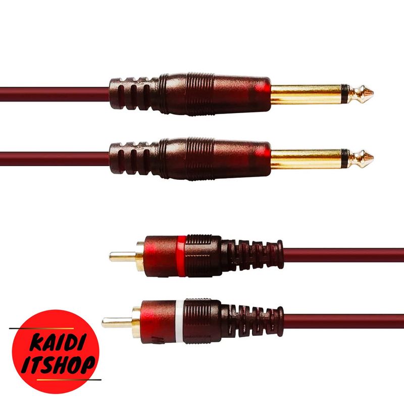 สายสัญญาณเสียง 2RCA - 2MIC RCA-MIC Cable สายทองแดงแท้ ความยาว 1.5 3 5 เมตร