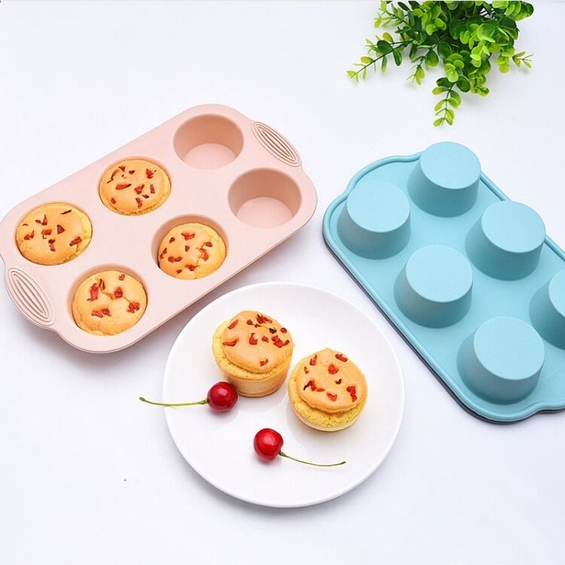 Mini Muffin 6 Holes Silicone Round Mold DIY Cupcake Cookies Fondant Baking Pan Non-Stick Pudding Steamed Cake Mold Baking Tool