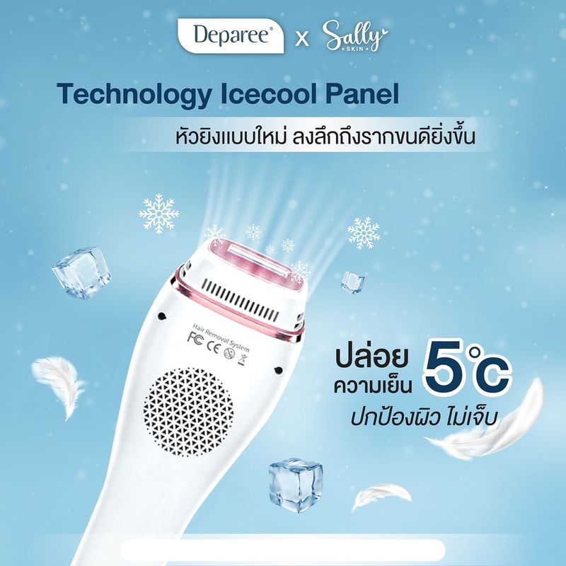 (มีอย.) (ประกัน 1 ปี) ICECOOL PREMIUM 3in1  มี 3 โหมด เครื่องกำจัดขน&หน้าใส&ลดสิว ความเย็น - 5 องศา