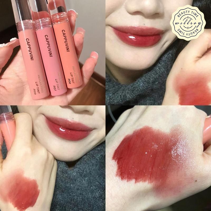 Cappuvini ลิปสติก ติดทนนาน ลิปกลอส Mirror Lip glaze เคลือบริมฝีปาก ลิปกลอสกลิ่นผลไม้ เนื้อเจลลี่ กระจกน้ํา บับเบิลแบร์