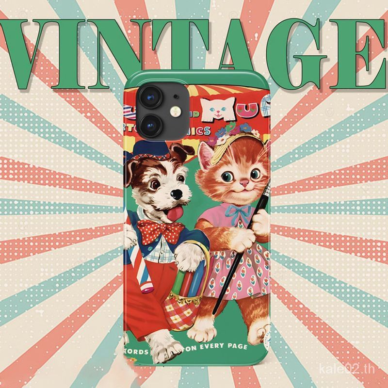 เคสโทรศัพท์มือถือแบบแข็ง กันกระแทก ลายแมว ลูกสุนัขน่ารัก สําหรับ iPhone 14promax 13pro 12mini 11 x xr xsmax 7plus 8 se