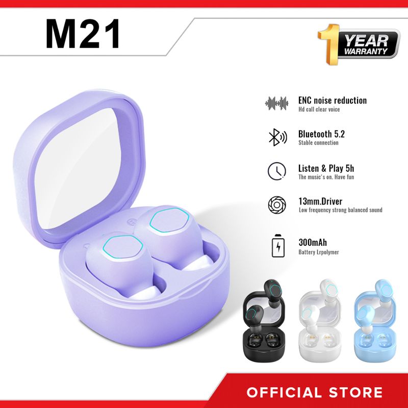 M21หูฟังบลูทูธ เข้ากันได้กับระบบ iOS และ Android 5.3หูฟังไร้สาย  การรับประกัน 1 ปี