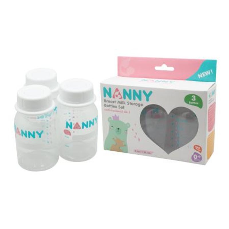 NANNY (แนนนี่) ขวดเก็บน้ำนม แพ็ค 3 ชิ้น ขนาด 4 ออนซ์/125ml.