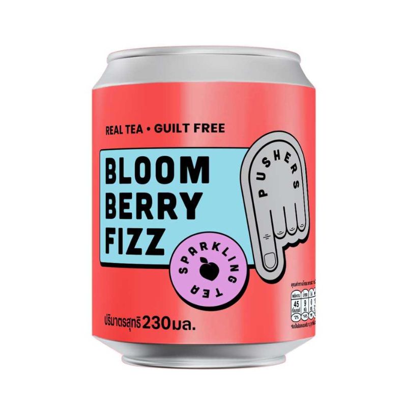 พูเชอร์ บลูม เบอร์รี่ สปาร์กลิ้งที ชาเบอร์รี่ 230 มล. - Bloom Berry Fizz Sparkling Tea 230ml Pushers brand