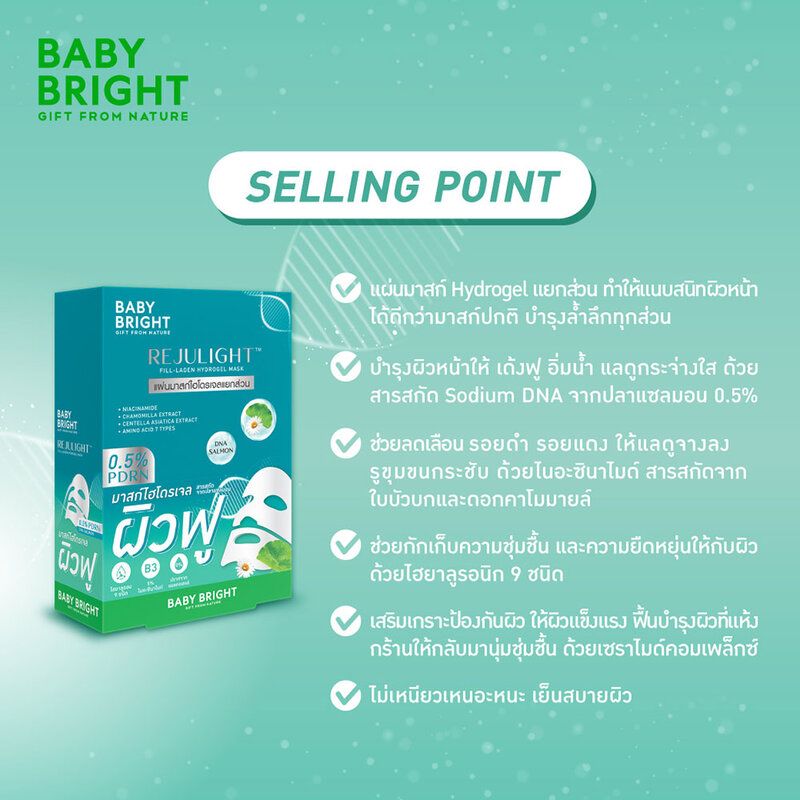 Baby Bright:Rejulight Fill-Lagen Hydrogel Mask