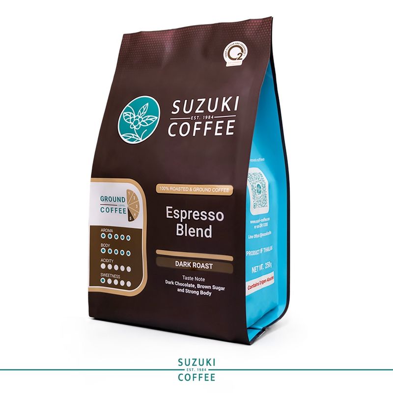 SUZUKI COFFEE Espresso Blend คั่วเข้มมาก กาแฟคั่วบด