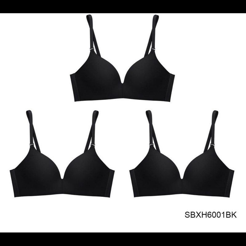 (Set 3 ชิ้น) Sabina เสื้อชั้นใน(ไม่มีโครง) รุ่น Soft Doomm รหัส SBXH6001 สีดำ