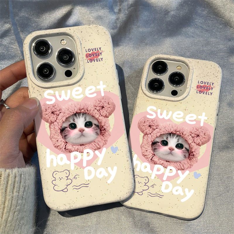 Casing สําหรับ iPhone 11 14 13 7plus 12 15 Pro MAX XR 8 6 7 6S 15 Plus X XS MAX SE 2020  TPU เคสนิ่ม เคสโทรศัพท์มือถือนิ่ม ย่อยสลายได้ ลายการ์ตูนแมวน้อยน่ารัก