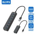 OLYPS USB HUB 3.0 type-c สวิตช์ควบคุมแบบสแตนด์อโลน 7in1 5Gbps การส่งผ่านความเร็วสู 1m งรองรับ Windows/OS/Linux