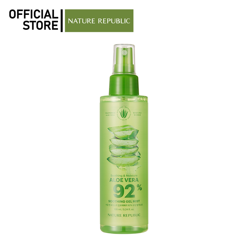 NATURE REPUBLIC SOOTHING & MOISTURE ALOE VERA 92% SOOTHING GEL MIST (155ML) บำรุงผิวชนิดสเปรย์ เพิ่มความชุ่มชื่น