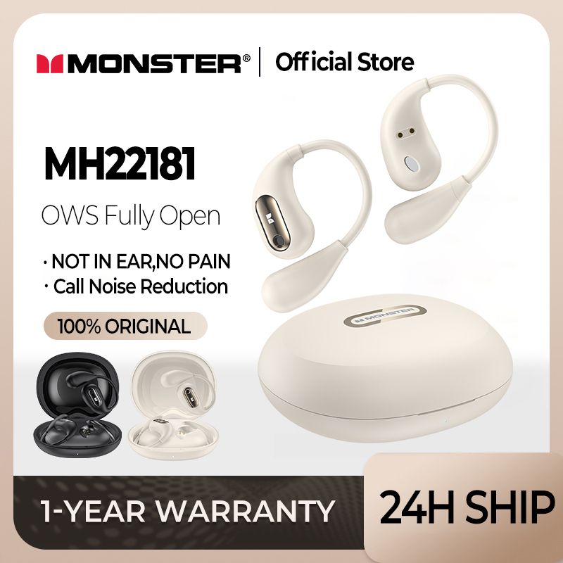 Monster MH22181 หูฟังบลูทูธ OWS พร้อมไมโครโฟน กันน้ํา สเตอริโอ  Bluetooth5.4 หูฟังไร้สาย Open Ear หูฟัง HiFi หูฟังพร้อม ไมโครโฟน หูฟังบลูทูธเกี่ยวหู