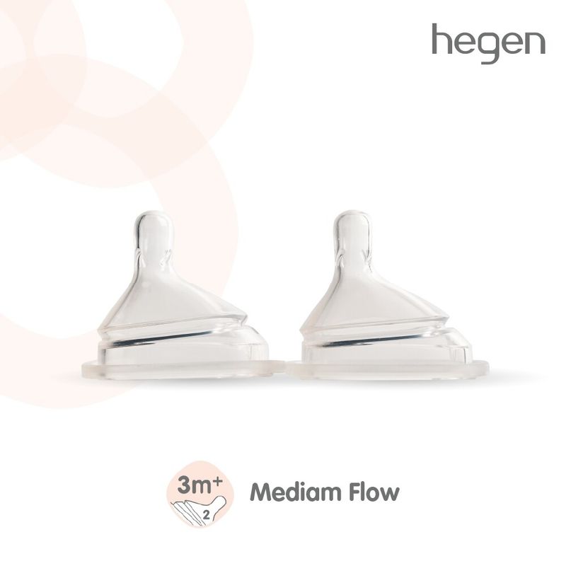 Hegen ( เฮเก้น ) จุกนม #2 Medium Flow น้ำนมไหลปานกลาง [แพ็ค 2 ชิ้น] เหมาะสำหรับวัย 3-6 เดือน รหัส HEG12202205