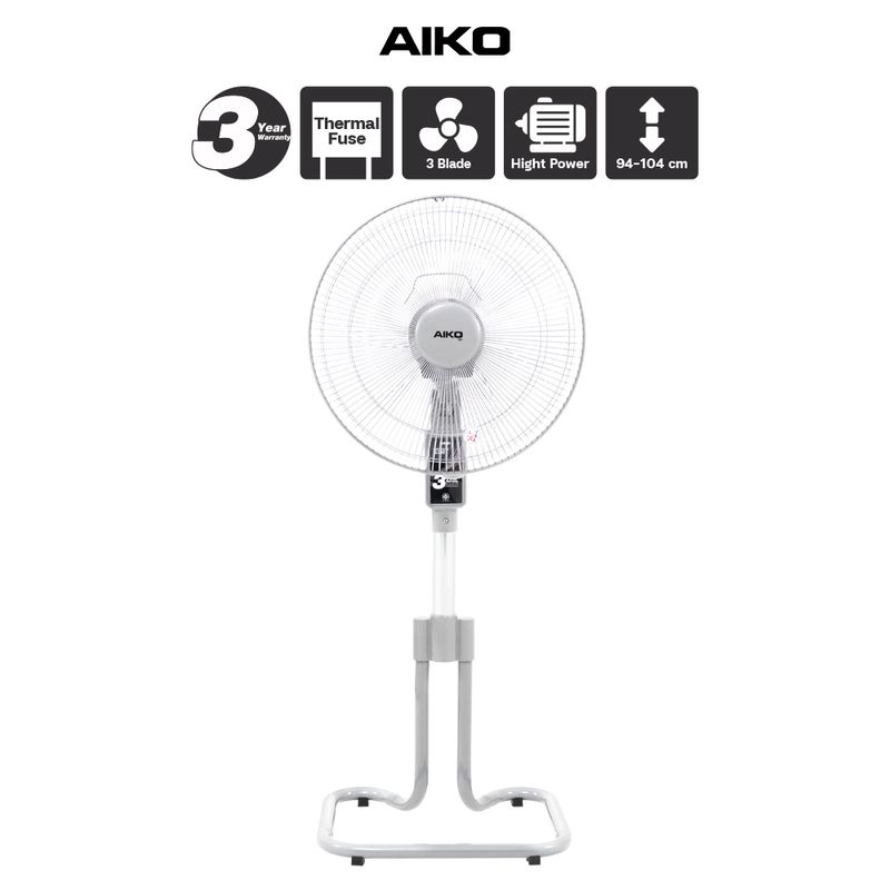 AIKO #AK-D401 สีเทา พัดลมสไลด์ 16" ใบพัดพลาสติก มีเทอร์โมฟิวส์ *** รับประกันมอเตอร์ 3 ปี ***มอก 934-2558