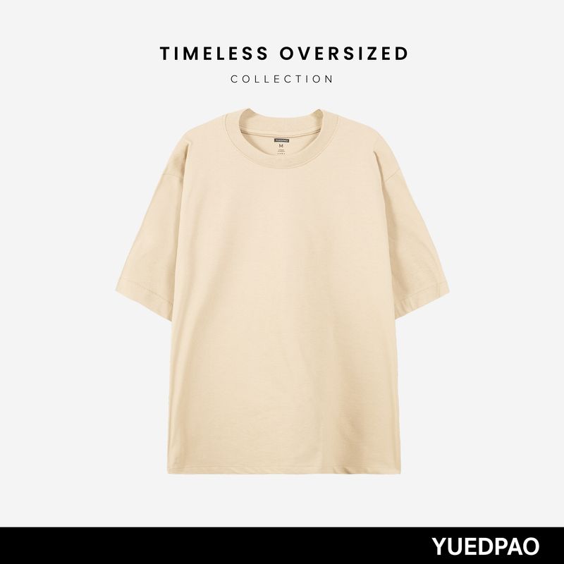 Yuedpao Timeless Oversized ผ้าหนายับยากรีดง่าย  เสื้อยืดทรงหลวม ดีไซน์คลาสสิค เสื้อยืดเปล่า เสื้อยืด โอเวอร์ไซส์ สี Cream