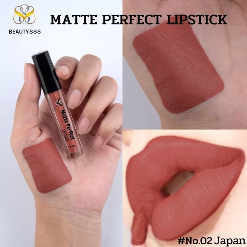 ลิปแมทท์ lip matte (Matte Perfect Lipstick) Beauty888 ลิปสติกจูบไม่หลุด เครื่องสำอางผญ