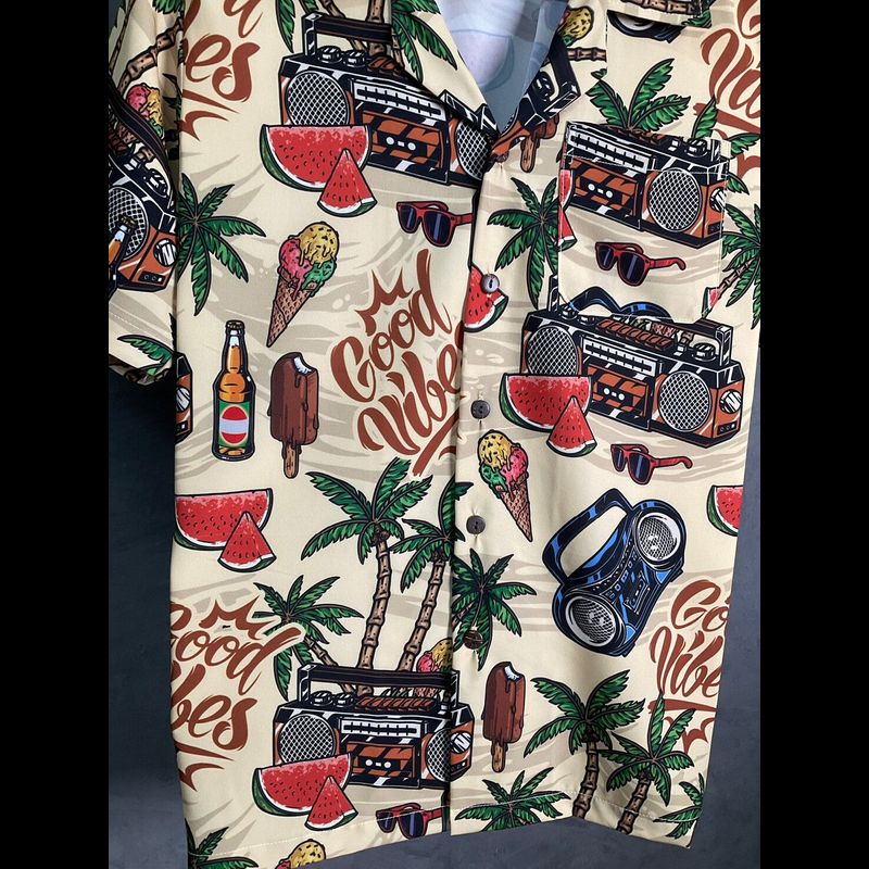 พร้อมส่งจากไทย Hawaii เสื้อฮาวาย เสื้อเชิ้ต เสื้อเชิร์ตแขนสั้น ผ้าไหมอิตาลีเกรดพรีเมี่ยม H399