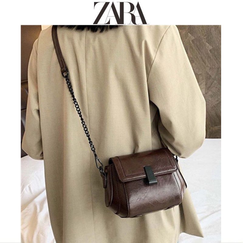 Zara กระเป๋าสะพายไหล่ ทรงเมสเซนเจอร์ แต่งสายโซ่คล้อง ขนาดเล็ก แบบพกพา เข้ากับทุกการแต่งกาย แฟชั่นฤดูใบไม้ร่วง และฤดูหนาว สําหรับสตรี 2022