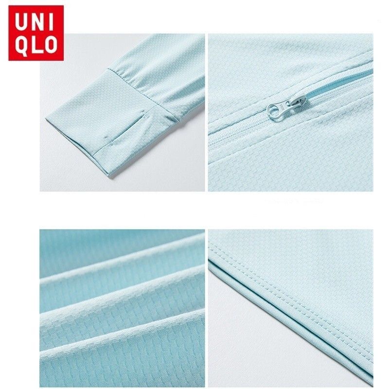 (พร้อมส่ง) UNIQLO เสื้อกันยูวี UPF50+ เสื้อแจ็กเก็ตแขนยาว มีฮู้ด แต่งซิป ไร้รอยต่อ เหมาะกับใส่เล่นโยคะ ออกกําลังกาย สําหรับผู้หญิง