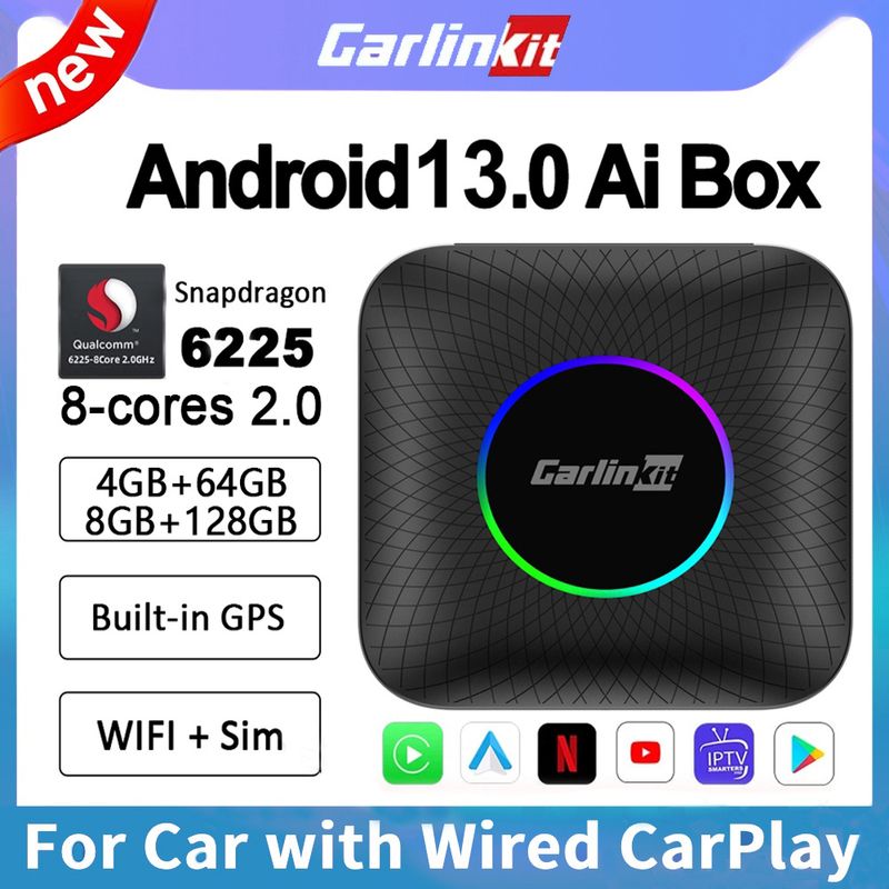 🇹🇭ส่งจากศูนย์ไทยครับ🇹🇭 Carlinkit CarPlay Ai กล่องทีวีไร้สาย Android 13 8+128GB QCM 8-Core 6225 Android Auto YouTube Netflix IPTV 4G LTE