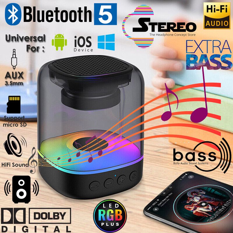 【RGB ลำโพงบลูทูธ】HiFi 9D Bass Speaker ลําโพงบลูทู ธ ไร้สายบรรยากาศแสงที่มีสีสันเป็นสิ่งที่ดีลําโพงขนาดเล็กที่มีระดับเสียงที่ปรับได้ Bluetooth Wireless Speaker Subwoofer Outdoor Sports Speaker